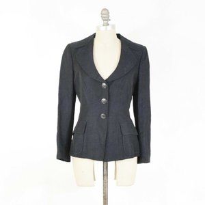 Armani Collezioni Navy Blue Floral Jacquard Blazer